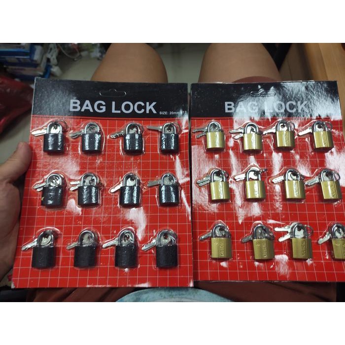 Produk Unggulan] gembok 20 mm 2 cm emas atau hitam kaihong satuan 3 mata kunci