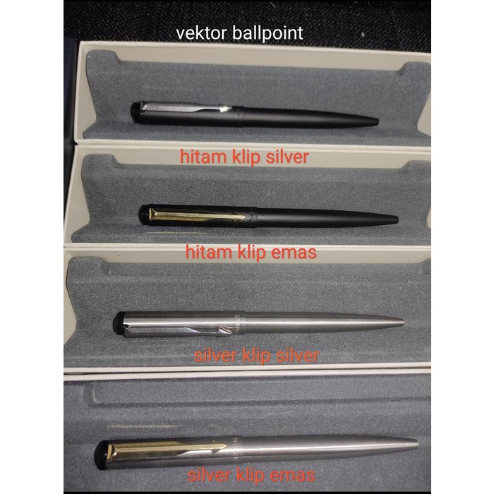 

><><><] Parker vektor ballpoint hitam / silver klip emas atau silver original