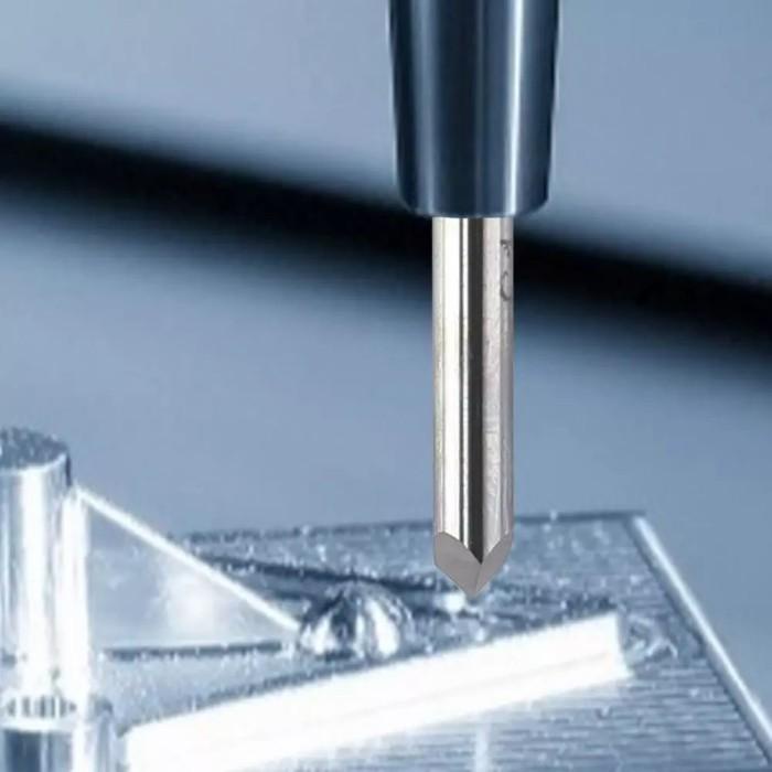 Sudimampir Mata Router V Cnc Piramid 3 Sisi Grafir V Bit Pyramid Shape Shank 3.175 Alumunium Steel