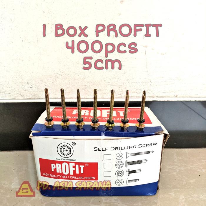Sudimampir [Dus] Paku Roofing 5Cm Profit Kuning Baut Skrup Holo Atap Sekrup 12X50