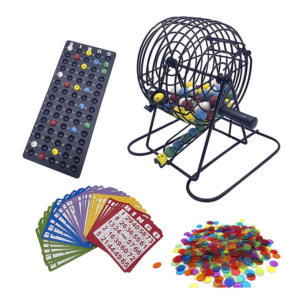 Deluxe Bingo Game Set with 6 Inch Bingo Cage, Bingo Master Board,75 Colored Balls , 50 Bingo Cards, 