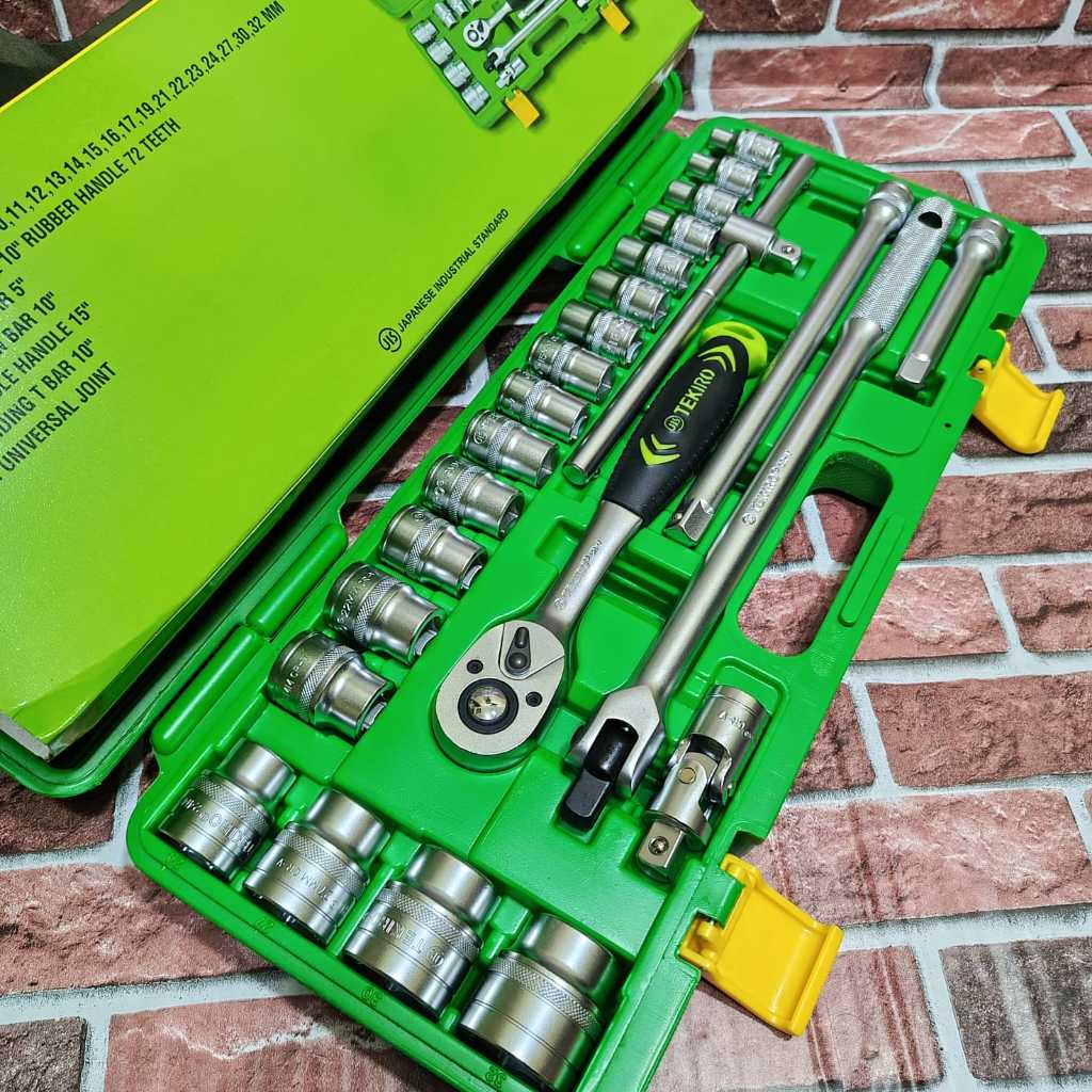 Kunci Sok Set 24 Pcs Pvc Tekiro Hand Mata Sok Shock 24Pcs Box Plastik 6pt 1/2inci Socket kunci sok