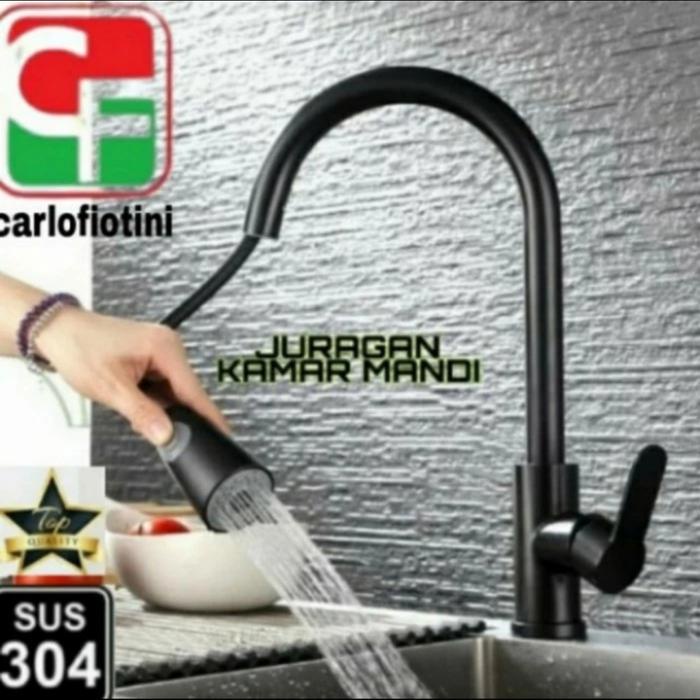 Terbaik Bak Cuci Piring 5243 Black Paket Kran Tarik/ Bak Cuci Piring Hitam
