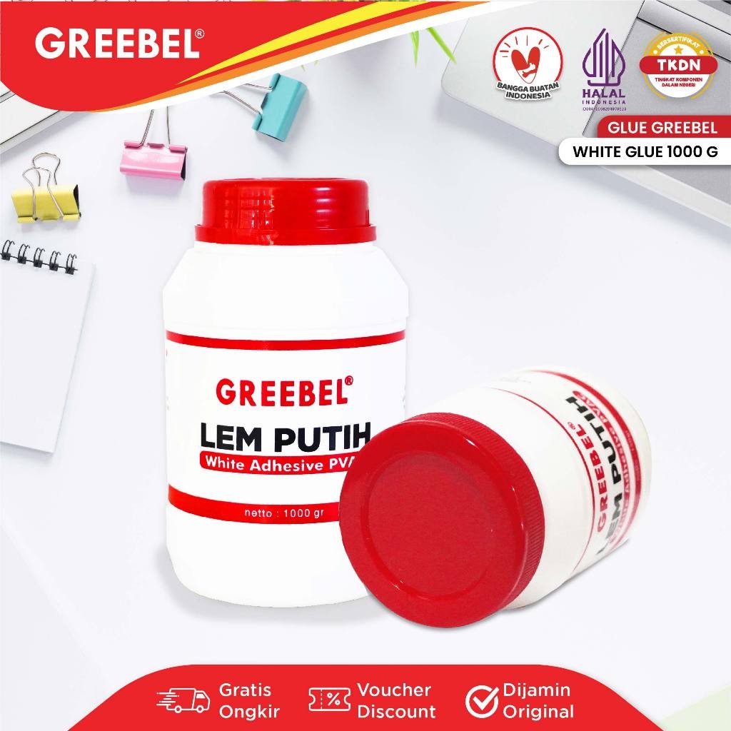 

GREEBEL WHITE GLUE / LEM COLEK / LEM BOTOL / LEM PVAC / LEM PUTIH SERBAGUNA / GREEBEL WHITE GLUE 1KG / STATIONERY CASTLE