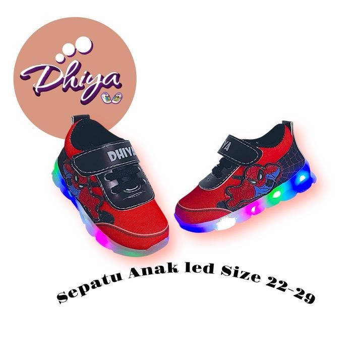 Chibella-Sepatu Sneakers Anak Laki Laki model Spiderman Led Lampu