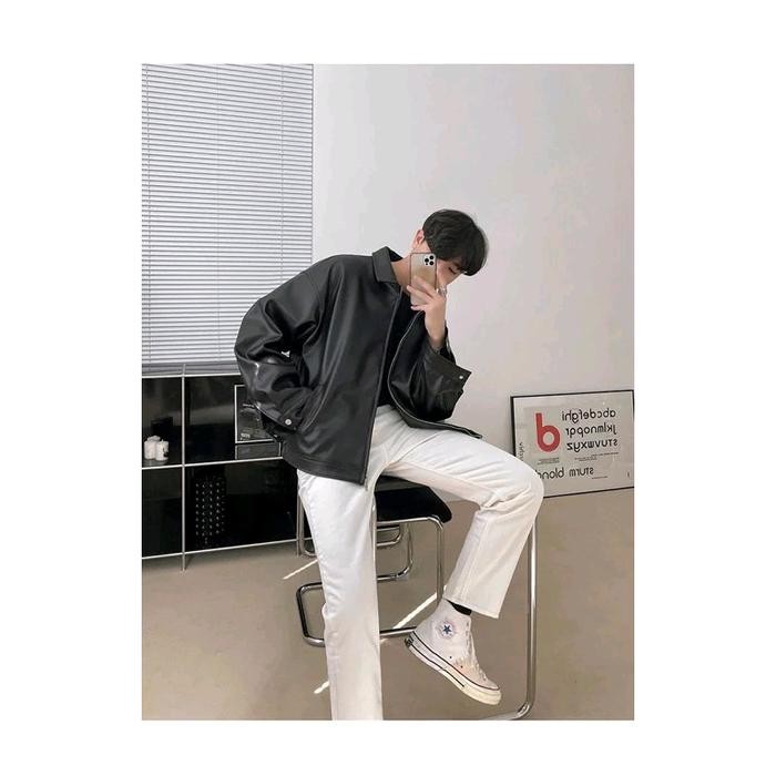 TERLENGKAP Jaket Semi Kulit pria 2023 Terbaru Jaket Classic Style Jaket Kulit Jaket Korean Kain