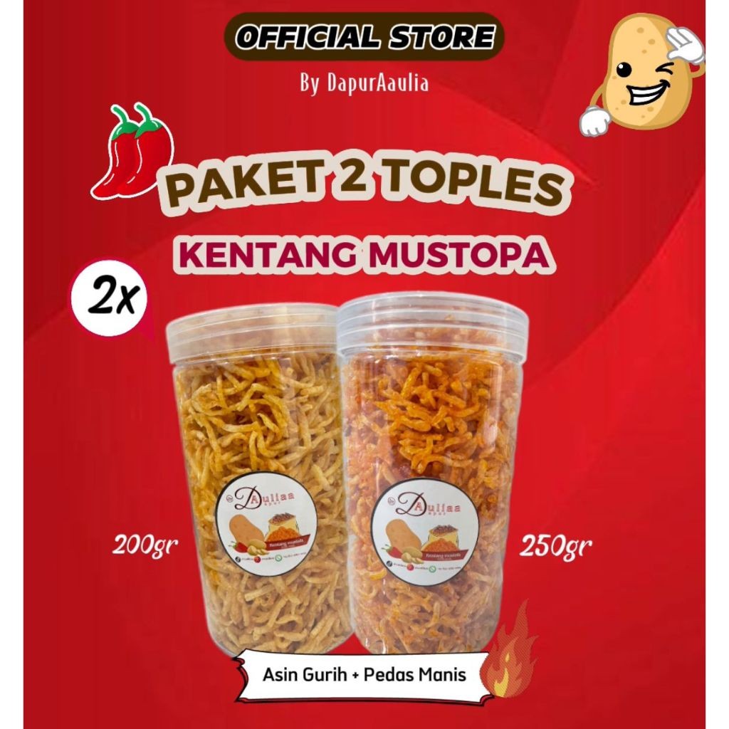 

[Paket beli 2] Kentang mustofa toples 1ml mustofa kering pedas manis dan asin gurih kriuk