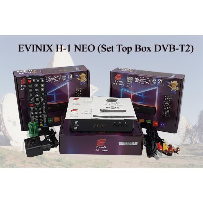 Evinix Set Top Box H-1 Neo Untuk Tv Digital Dvb-T2 Free Kabel Hdmi - Asli