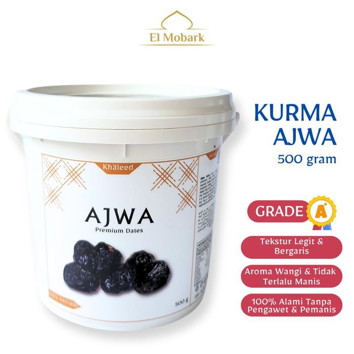

BisaInstan- Kurma Ajwa 500 gram Premium Grade A Kemasan Ember / Kurma Nabi