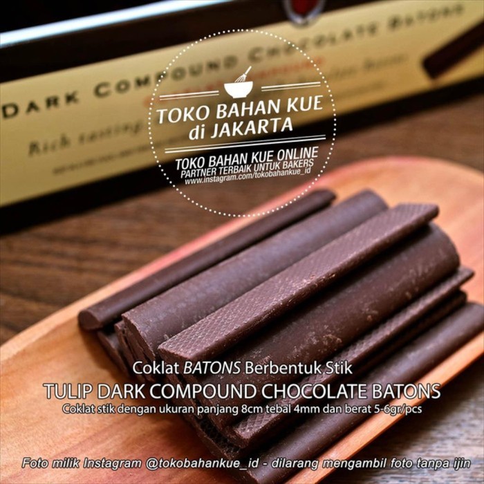 

BisaInstan- Tulip Batons Dark Chocolate COMPOUND 250gr Cokelat Batons Stick Coklat