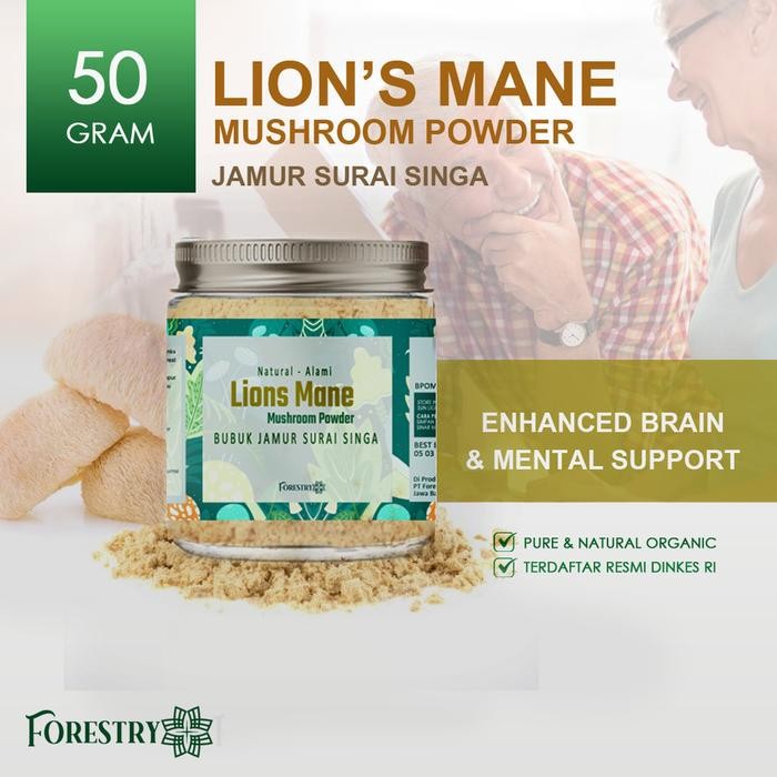 

BisaInstan- Lions Mane Mushroom Powder 50Gram Forestry Jamur Surai singa