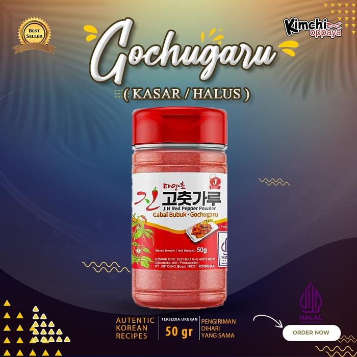 

BisaInstan- Gochugaru Kasar / Halus Bubuk Cabe Korea Halal 50 Gr JIN Red Pepper
