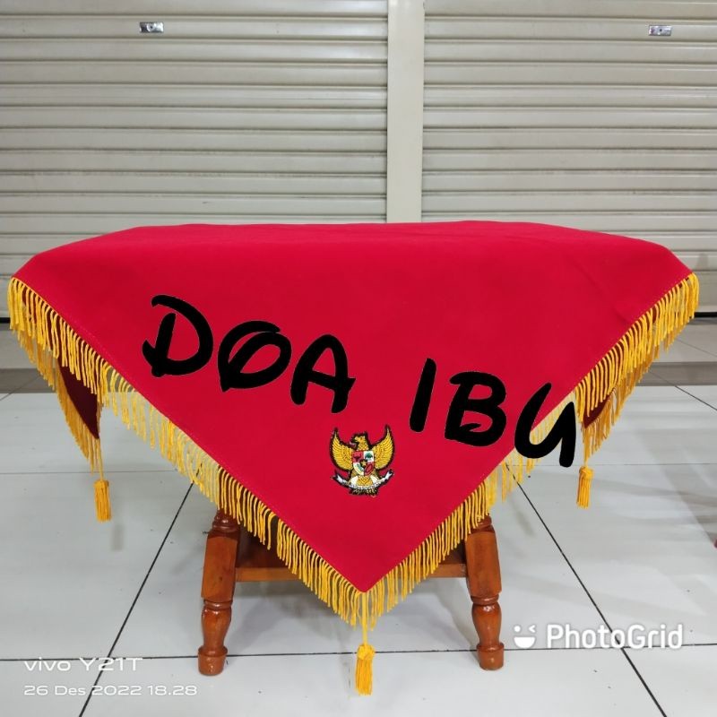 

best seller alas baki upacara bendera alas baki paskibra pake rumbai warna merah ready stock