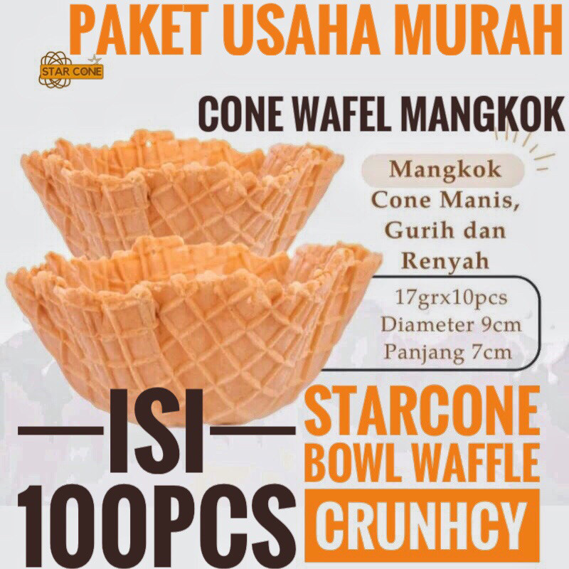 

STARCONE PAKET USAHA 100pcs BOWL WAFFLE CRUNCHY CONE MANGKOK