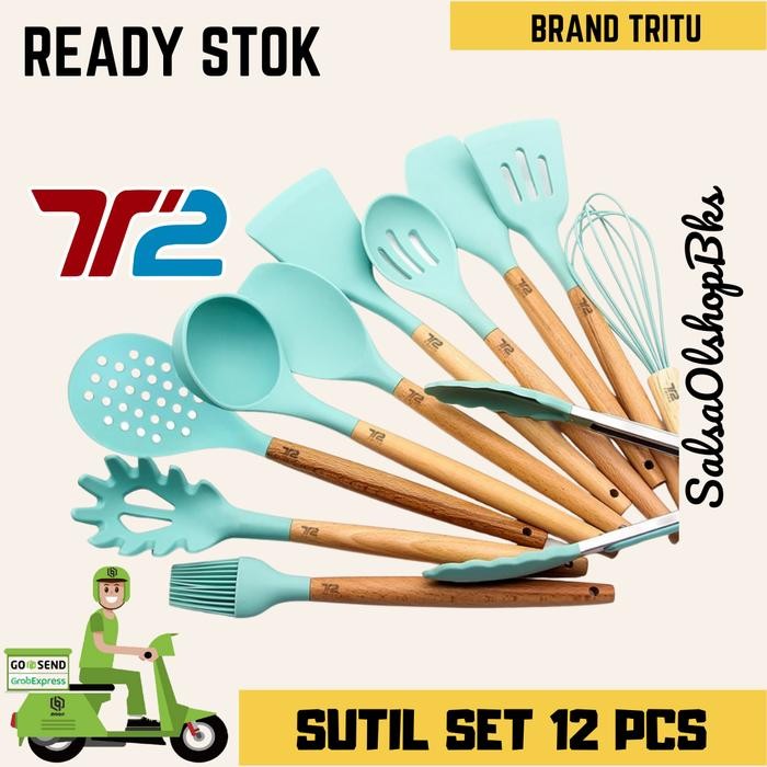 Spatula Sutil Silikon Tahan Panas 1 Set 12 Pcs BRAND TRITU Sutil Set