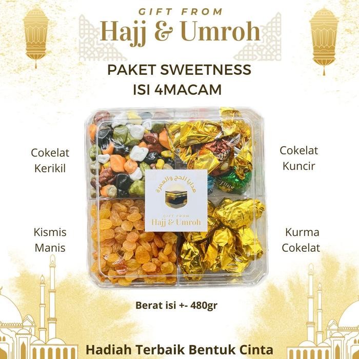 

Kirim,HariYgSama- PAKET SWEETNESS MIX 4 IN 1 Cokelat Kuncir Kerikil Kurma Kismis Manis