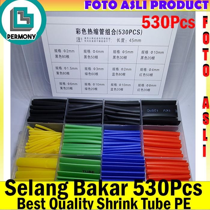 HEATSHRINK TUBE SELANG BAKAR ISOLATOR HEATSHRINK KABEL ISOLASI 530PCS