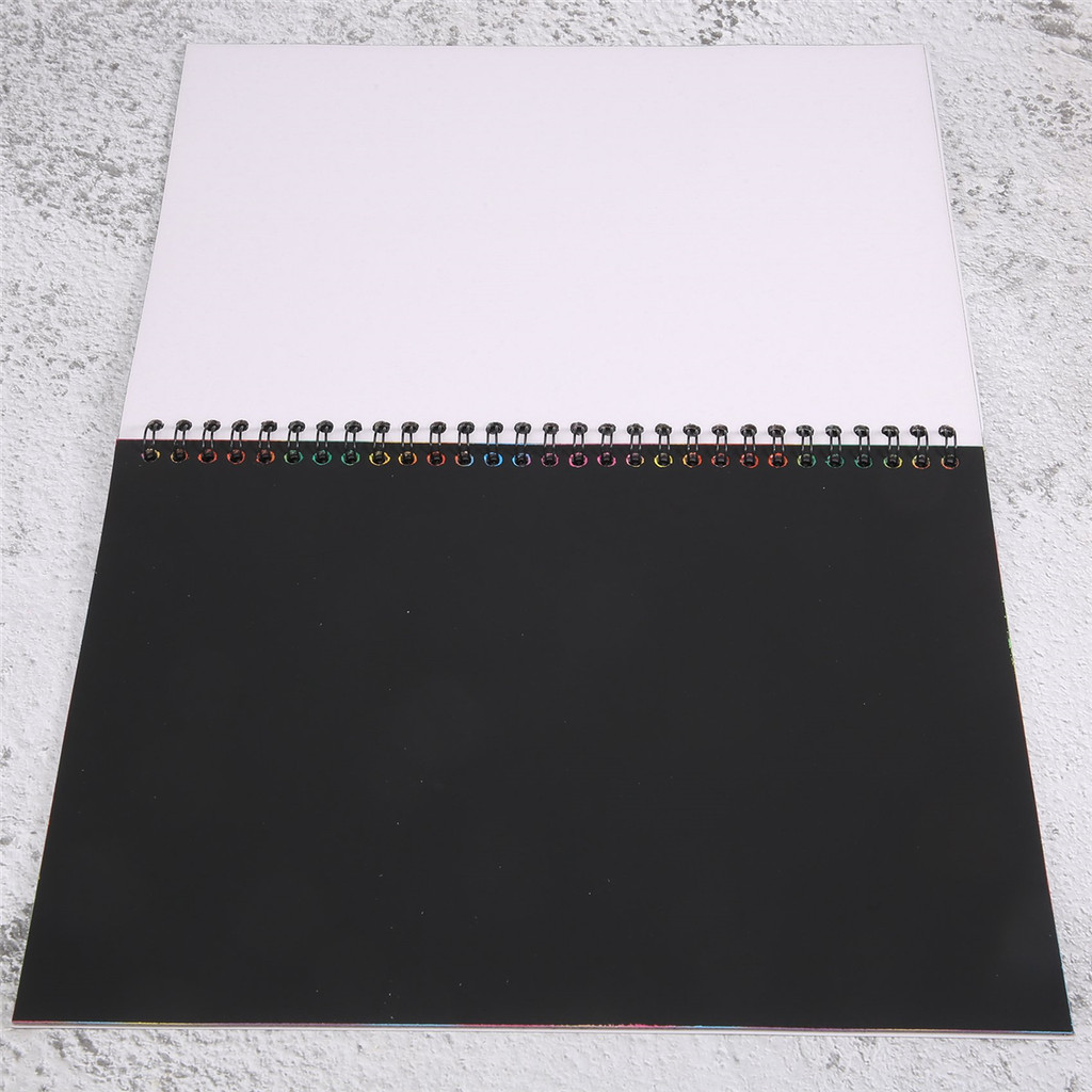 

19X26Cm Large Magic Color Rainbow Scratch Paper Note Book Black Diy Drawing Toys Scraping Painting