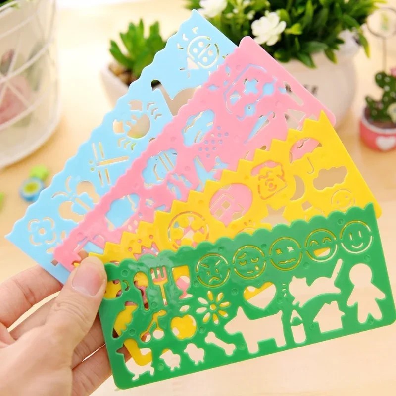 

4Pcs Kids Drawing Toys Drawing Template Board Plastic Ruler Art Craft Learning Toys Educational Toys