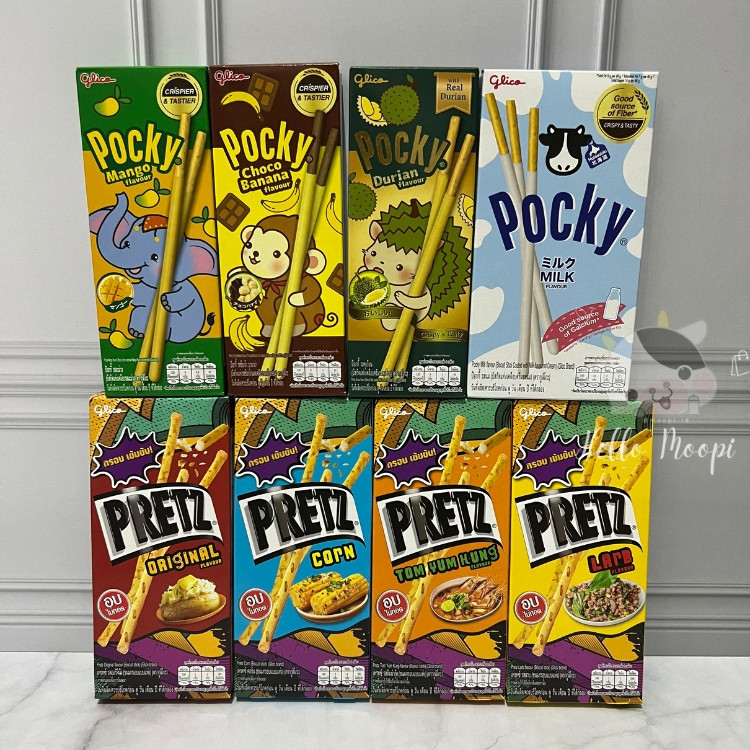 

GLICO Pocky Choco Banana Chocolate / Mango / Durian / Milk Flavored Biscuit Stick Coated / Pretz