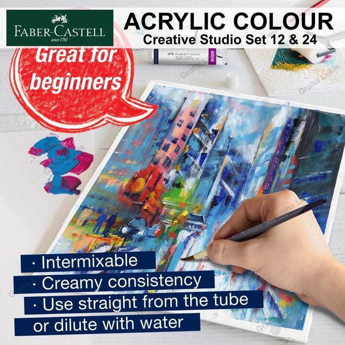 

ready stok faber castell creative studio acrylic colours set 12 / 24 original