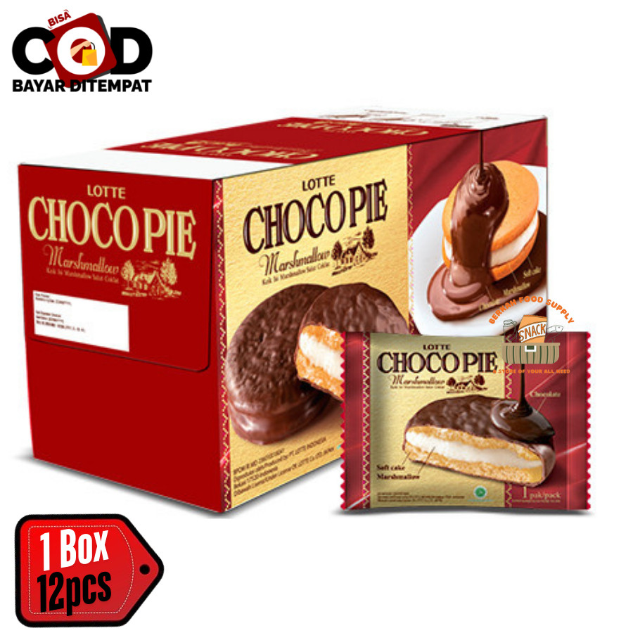 

[ BERKAH ] Lotte Choco Pie Marshmallow Box lsi 12 x 26gr Sandwich Chocopie Marshmallow Cokelat