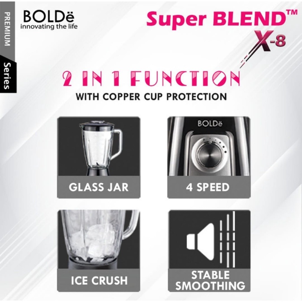IK Blender Bolde Super Blend X8 1,5 Liter Blender Gelas Bolde 2 in 1 Blender Kaca Bolde X8 Blender