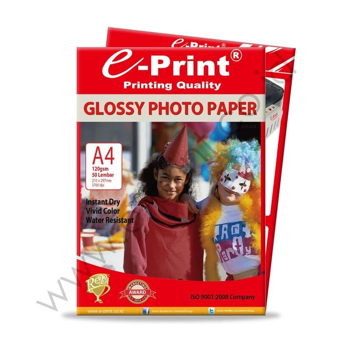 

KERTAS FOTO E-PRINT GLOSSY PAPER A4 120 GSM 50 SHEETS