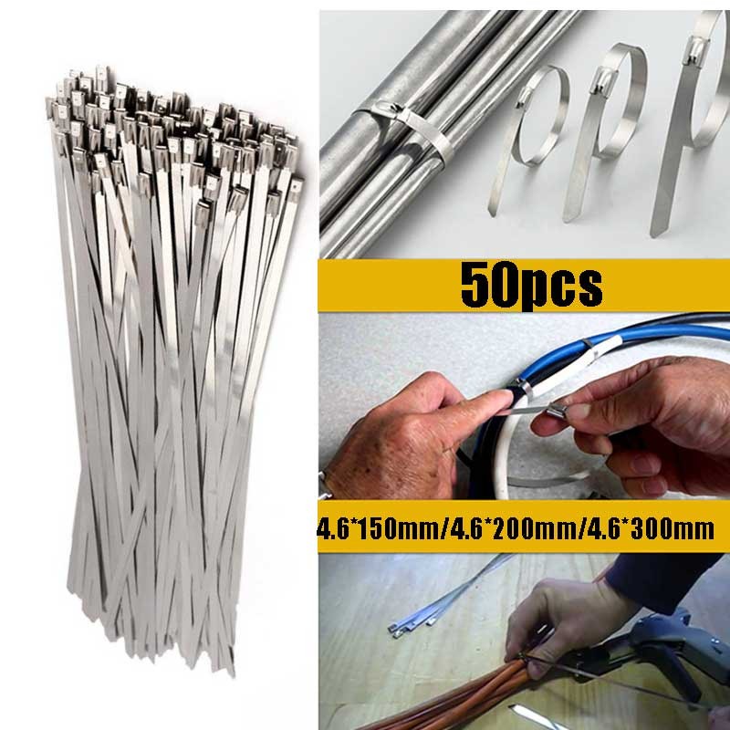 

50PCS 15/20/30cm Kabel Ties Stainless Steel Cable Ties Kabel Tis Steel 304