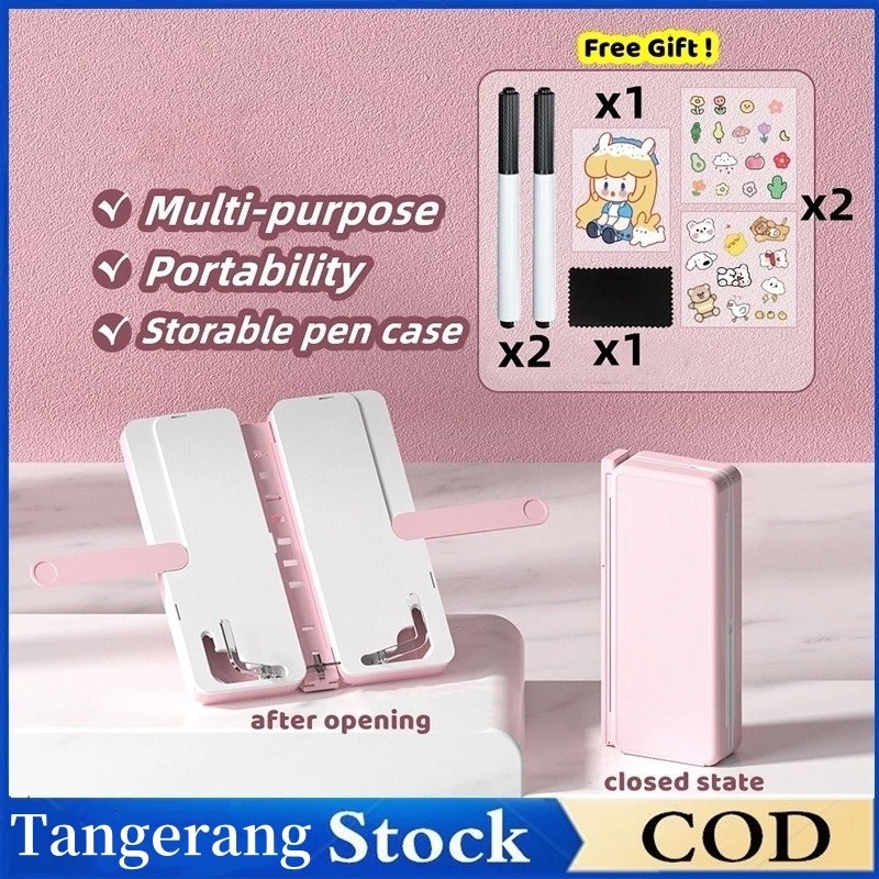 

Tempat Pensil 2 IN 1 Multifungsi Pencil Case Book Holder Kotak Pensil Lipat dengan Tatakan Buku dan