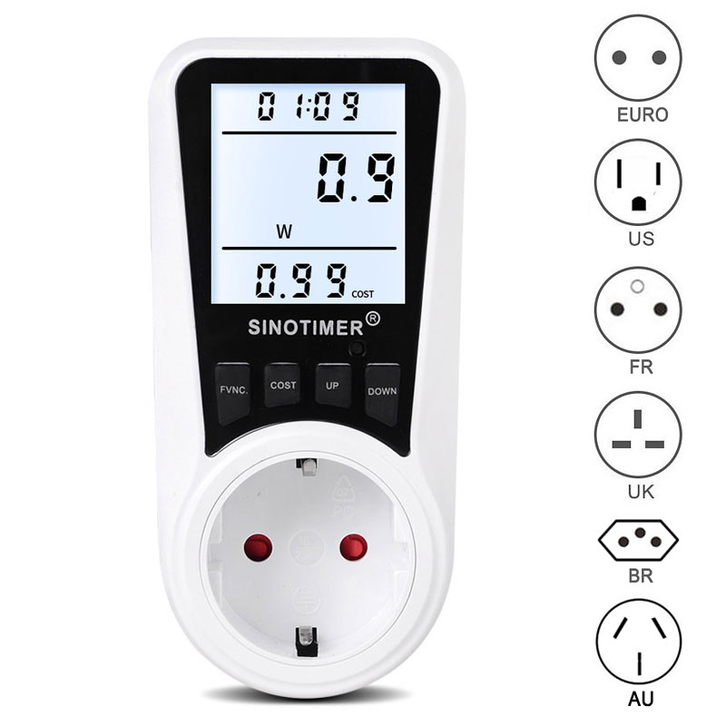 New EU UK US BR Plug Power Meter Energy kWh Consumption Digital Wattmeter Watt Analyzer Monitors Mea