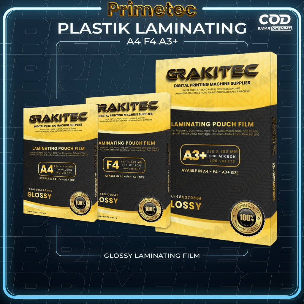 

Plastik Laminating FIlm A4 F4 A3+ Glossy 100 MICRON 100 PCS