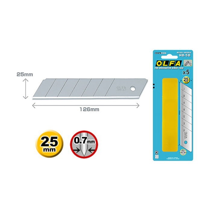 

OLFA HB-5B Refill Pisau Cutter 25mm (5pcs/pack) Spare Blade 25 mm HB-5 Original