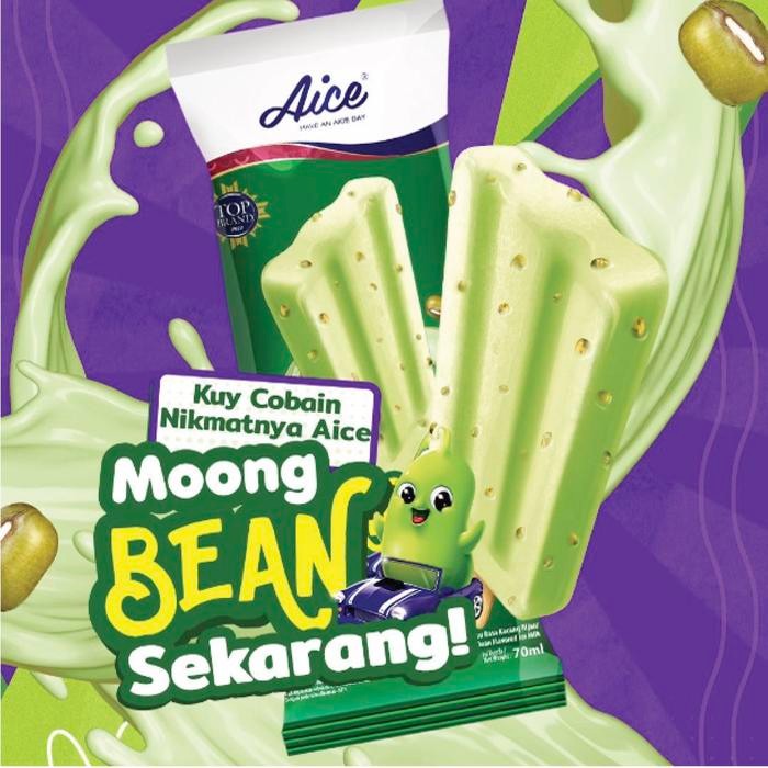 NewZbgt- Aice Ice Cream Moong Bean Es Krim Kacang Hijau stick isi 10pcs
