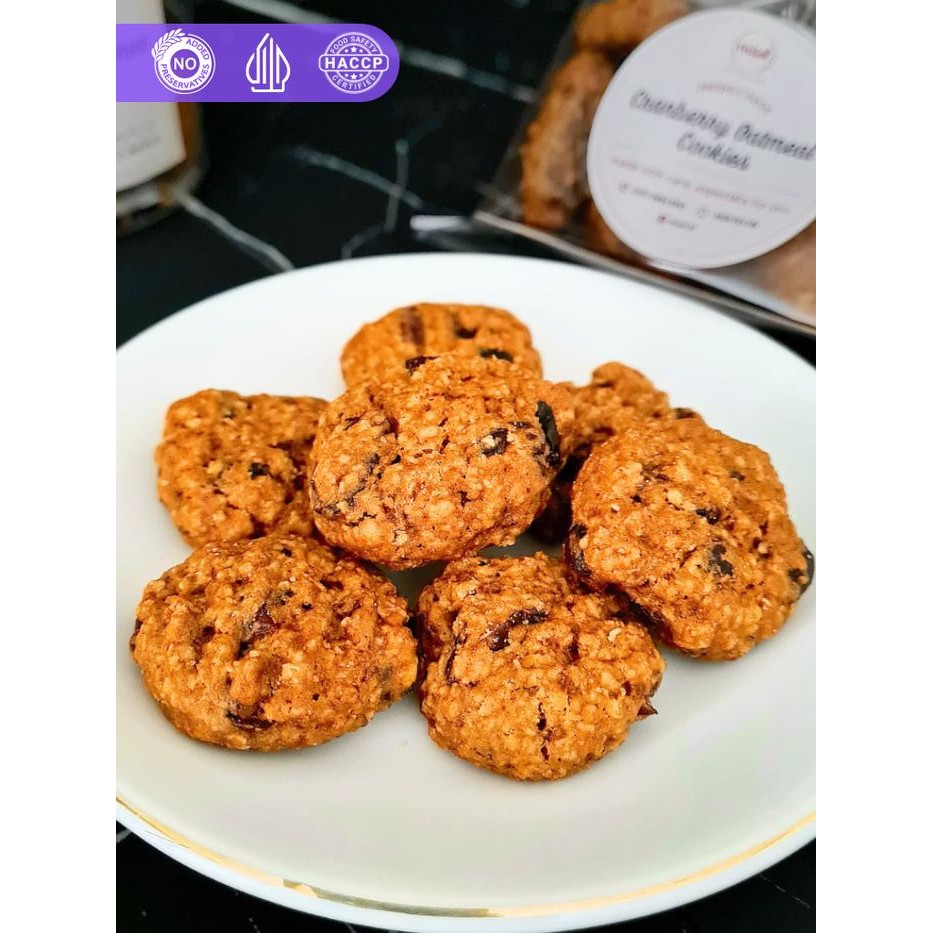 

NewZbgt- CRANBERRY OATMEAL COOKIES Kue Kering MISOL nett 100 Gr kemasan Plastik