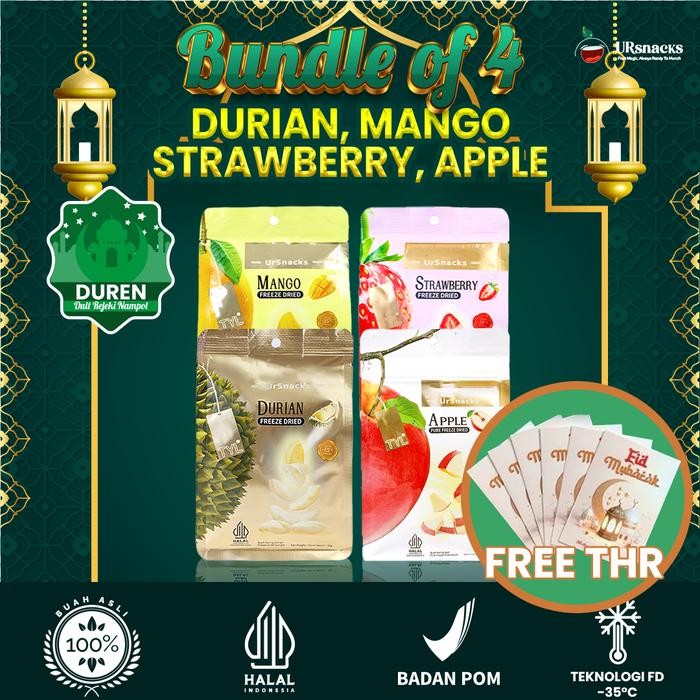 

NewZbgt- [EXTRA THR] URSNACKS Bundle Of 4 - Freeze Dried Keripik Buah Mangga + Durian + Apel +