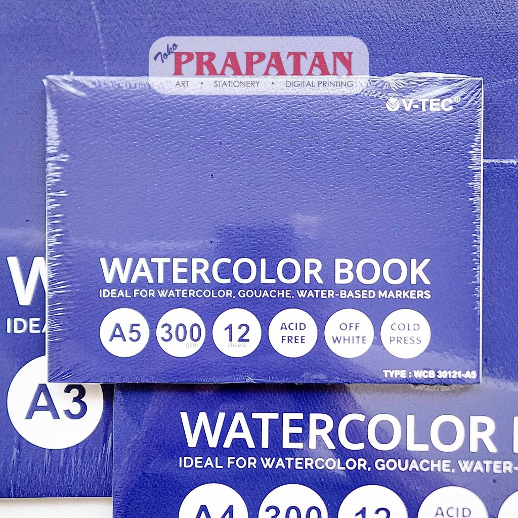

V-TEC Watercolor Book Pad A4 300gsm Buku Cat Air