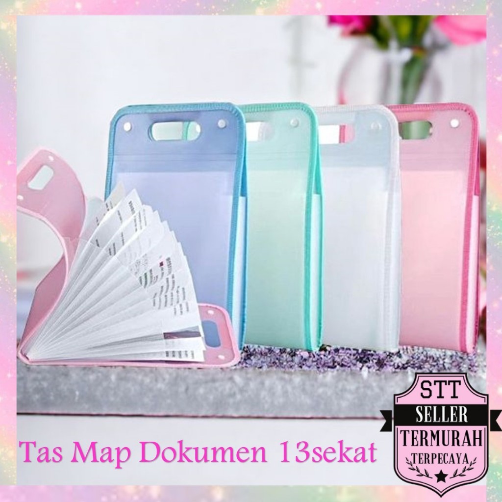 

STT Tas file Handle Warna Transparan Anti Air Multi Layer Folder Tas File 13 Sekat Map Tas Dokumen