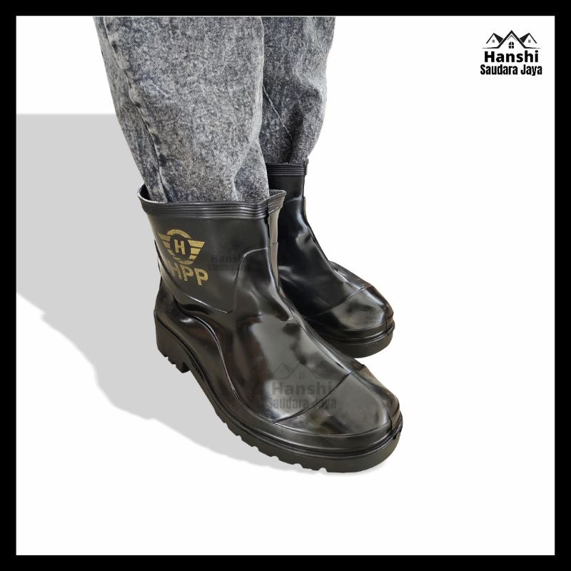 Termurah Sepatu Boots Pendek Kecil Hitam Mengkilap / Sepatu Booth Karet Pendek Mini / Safety Boot