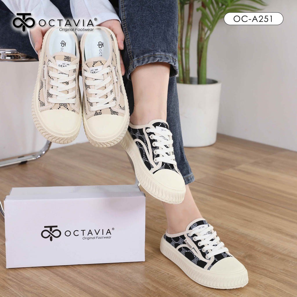 Murah [Original] Octavia Sepatu Sneakers Casual Backless Mules Wanita #Oc-A251