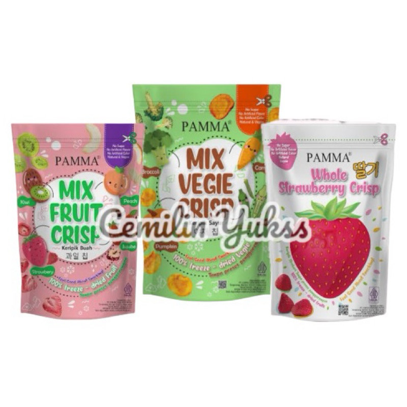 

Pamma Mix Vegie Crisp 45g Pamma Mix Fruit Crisp 45g Pamma Whole Strawbery Crisp 45g Keripik Buah