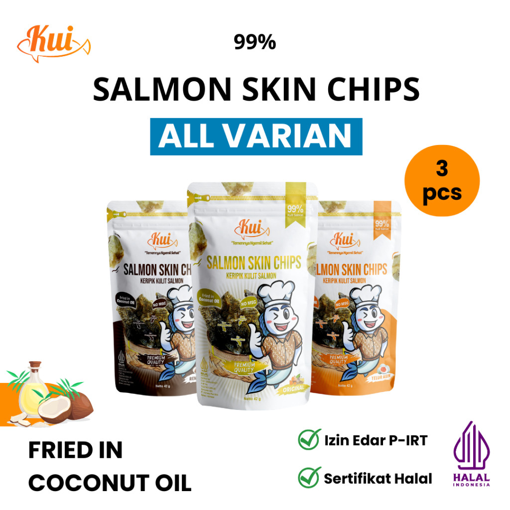 

KUI Salmon Skin No Msg / MPASI Keripik Kulit Ikan Salmon Premium Tanpa Tepung / All Variant 3 pcs