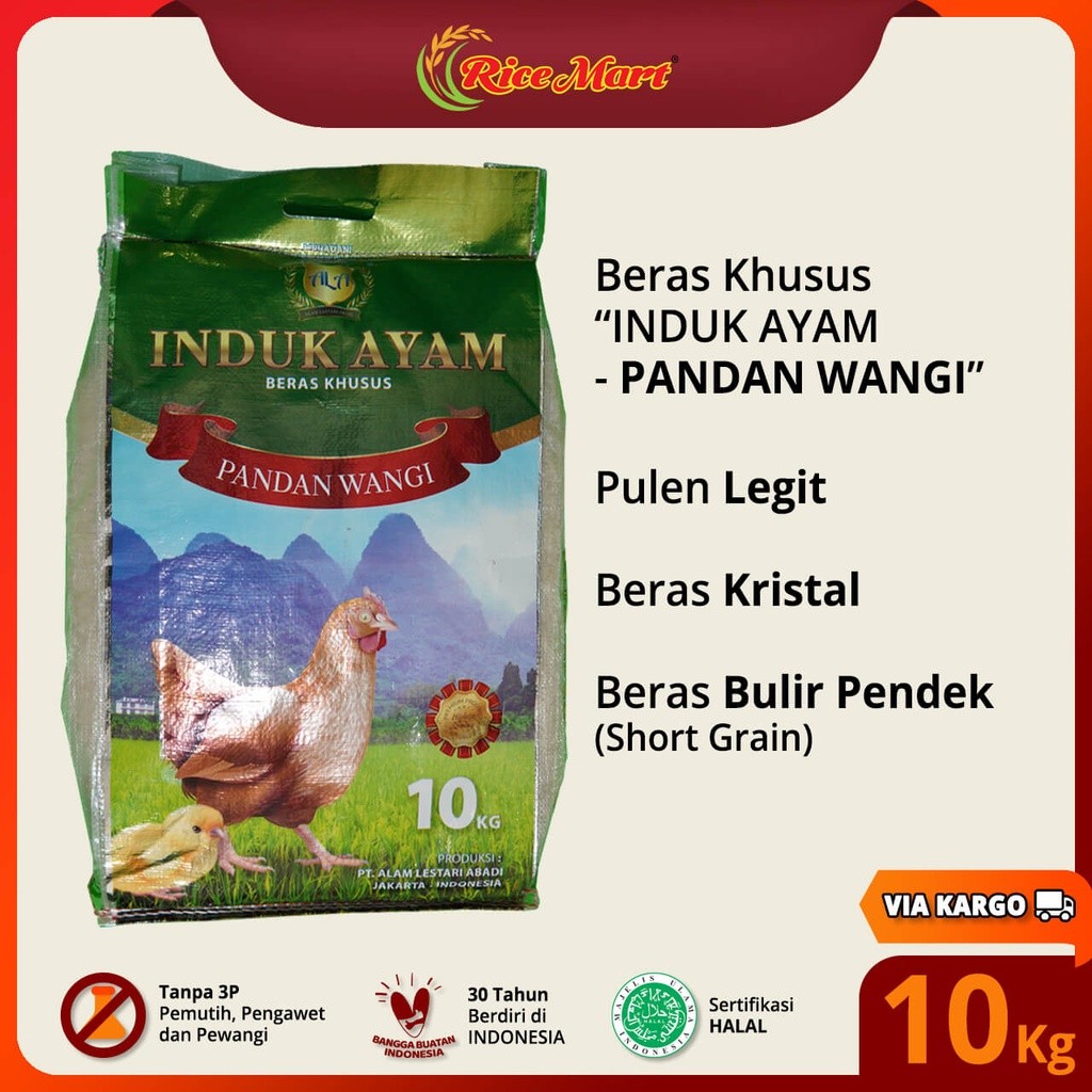 

Beras INDUK AYAM - PANDAN WANGI 10 kg [KARGO] - Beras Khusus - Wangi Pandan Wangi - Beras Kristal - Pulen Legit - Produk Indonesia