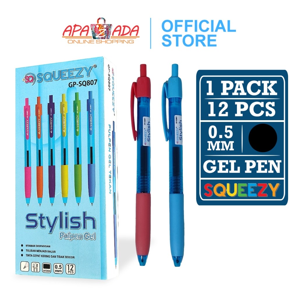 

UM1 Apazada - Gel Pen / Pulpen Gel 0.5mm [1 Pack - 12 Pcs Pulpen] / Pena Cetek Stylish GP-SQ807