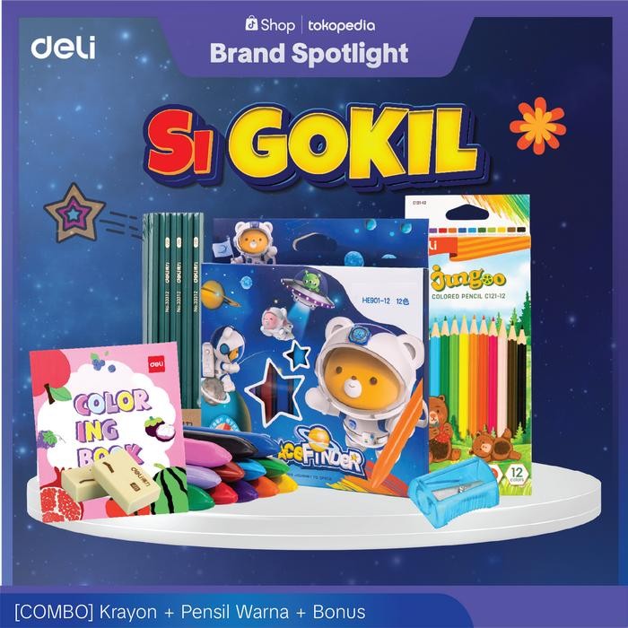 

BISA E-FAKTUR! [Si GOKIL ROKET] Combo Crayon + Pensil Warna + Buku Mewarnai + BONUS, Set Lengkap
