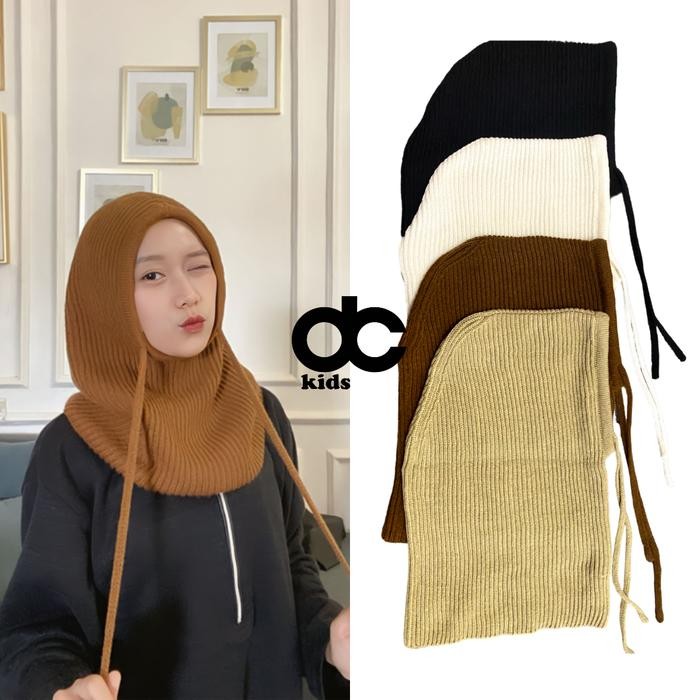 Mosya- balaclava, hijab rajut, hoodie rajut dewasa