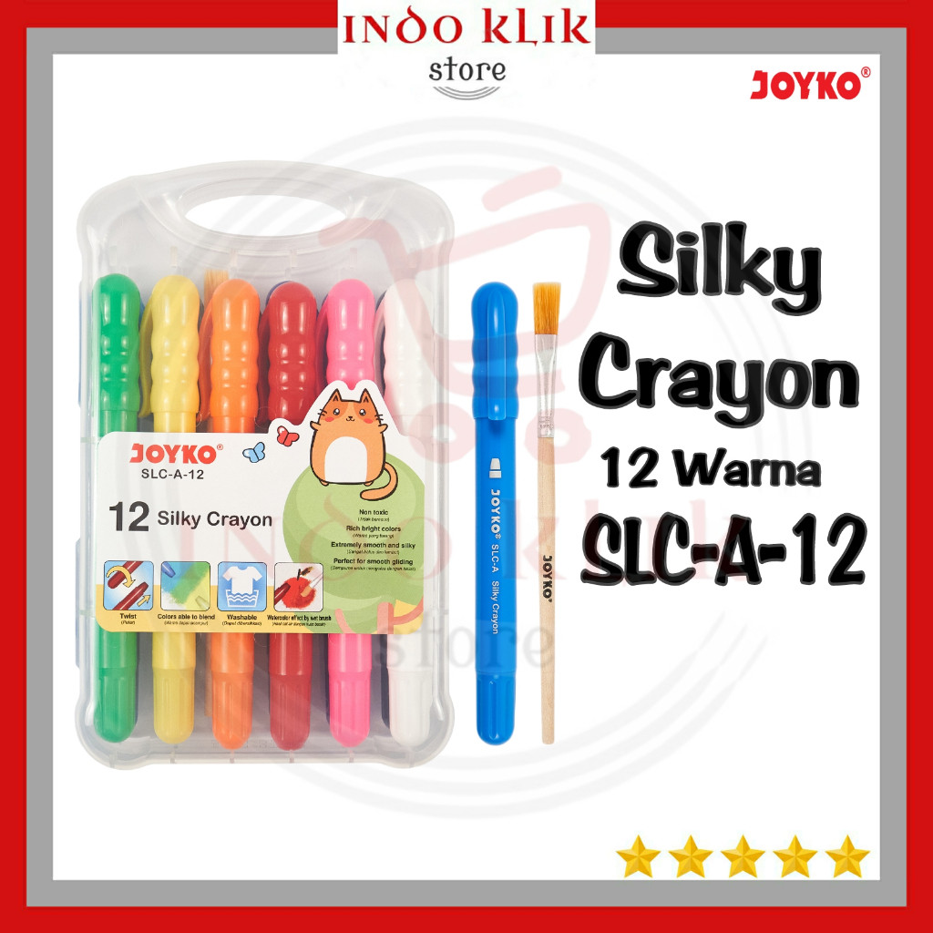 

Crayon Joyko Silky SLC-A-12 Warna + Kuas / Krayon Halus SLC A 12 Hard Case / Krayon Murah