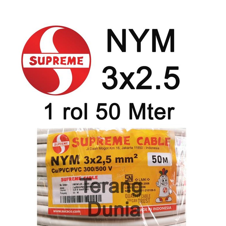 Kabel Supreme NYM 3x2.5 Kabel Tunggal 3x2.5 Supreme Kabel NYM 3x2.5 Supreme