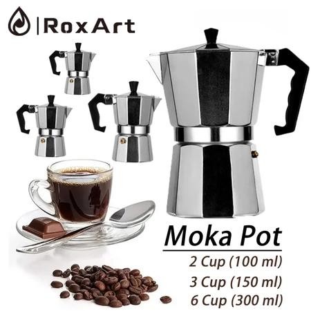 DISKON ROXART MOKAPOT COFFEE 2/3/6 CUPS / MOKAPOT KOPI / MOKAPOT MAKER / FILTER PEMBUAT KOPI