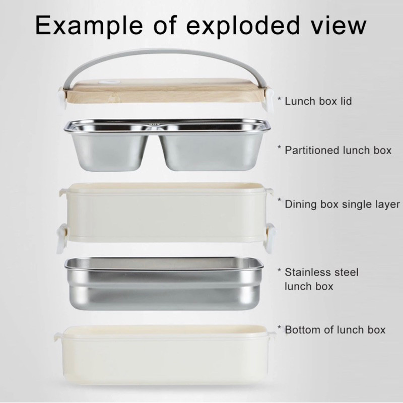 READY Bento luncox stackable stainless steel 304 el kayu Jepang HL 006 lunch box / rantang kedap